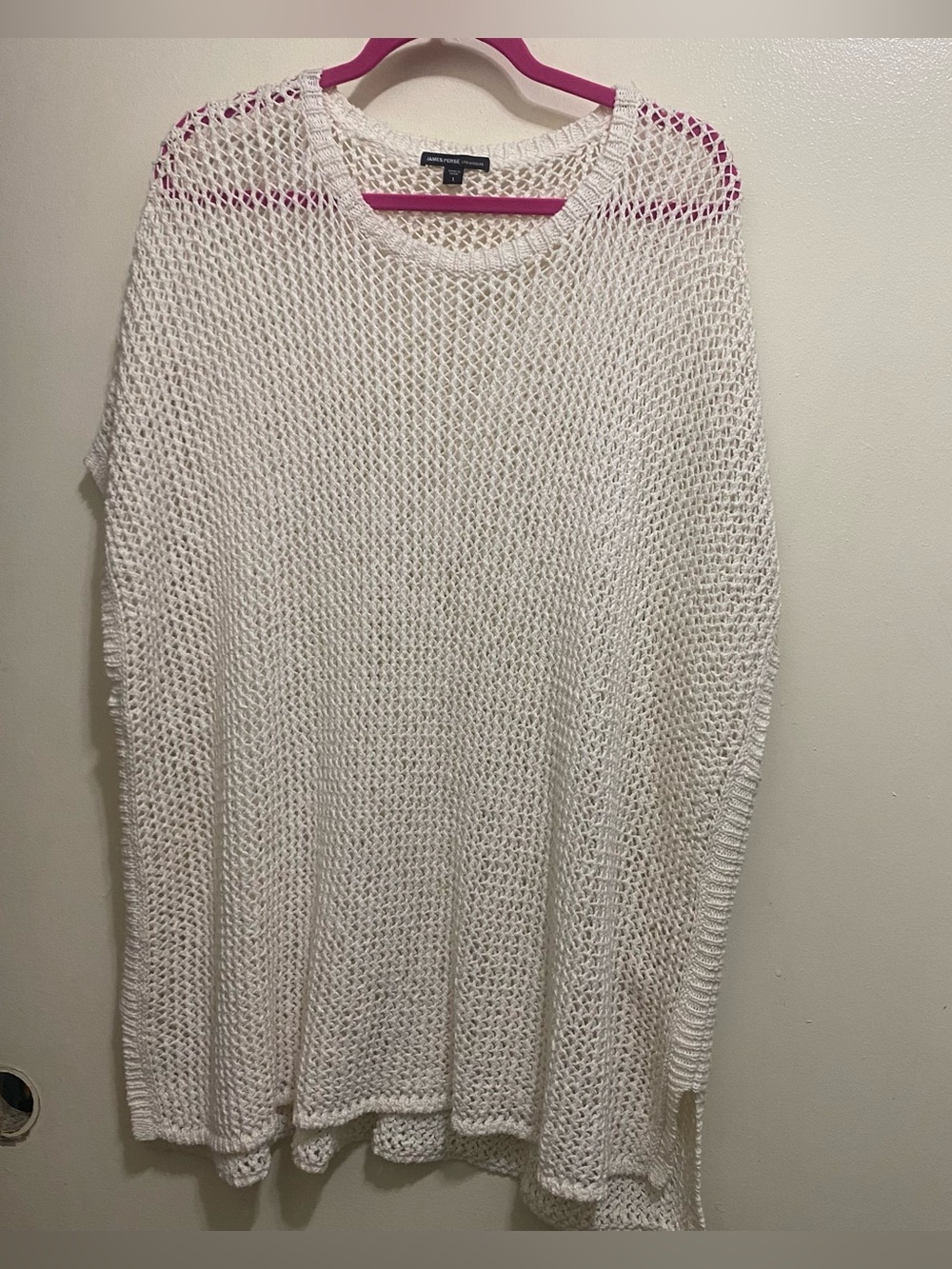 James Perse Womens Womens Size 1 2XL White Sweater Chunky Open Knit Fisherman